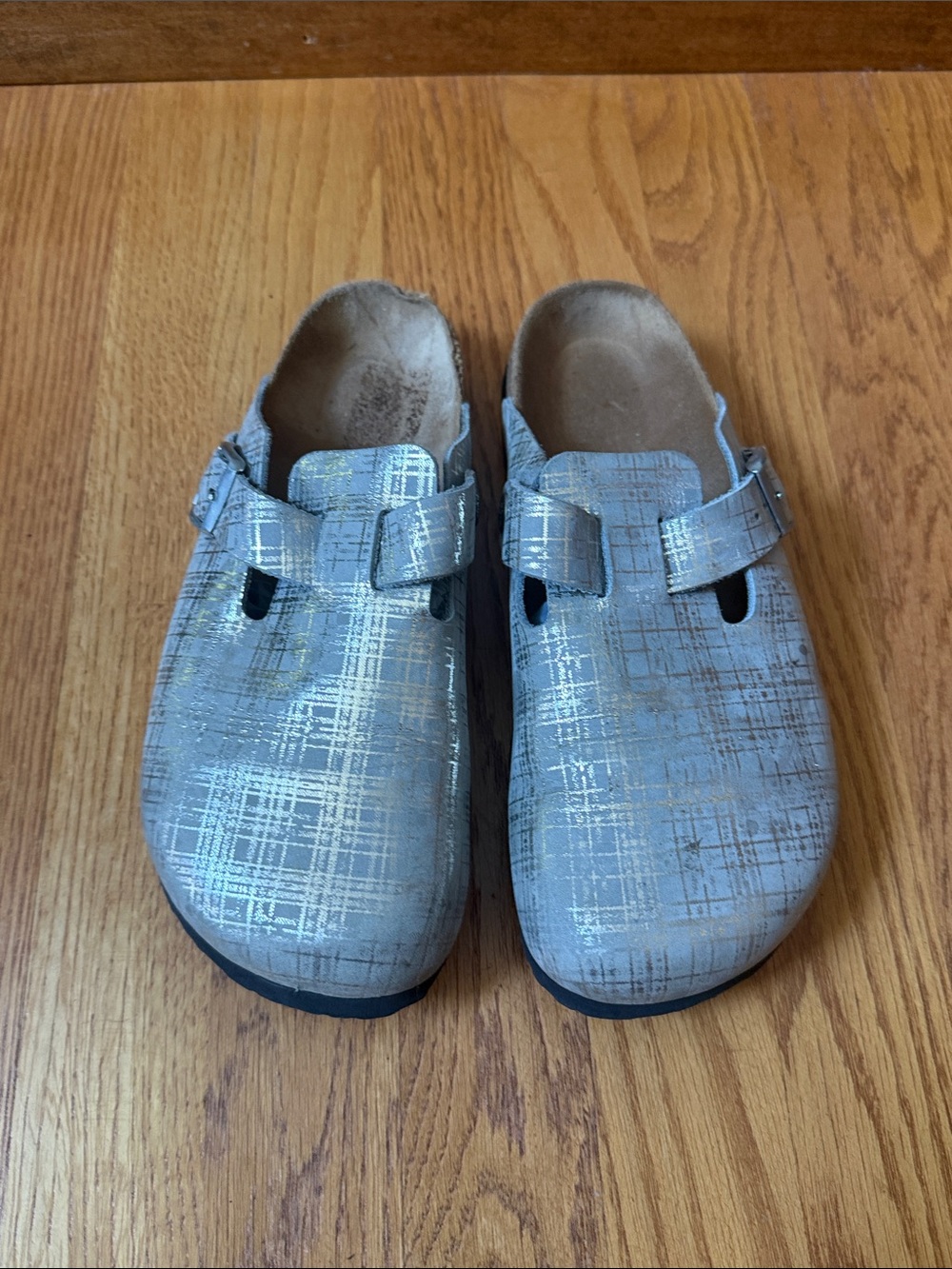 Birkenstock Papillio Boston Print Clog Silver EU38 Ladies 7 Men’s 5 Narrow